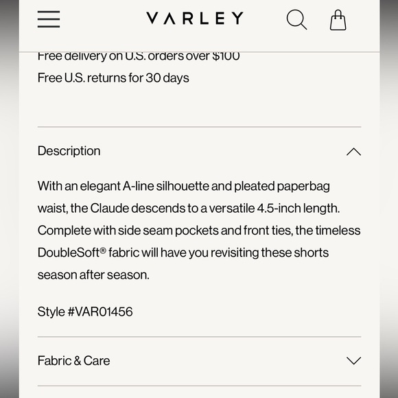 NWT Varley Claude High-Rise Shorts in black - Picture 7 of 11